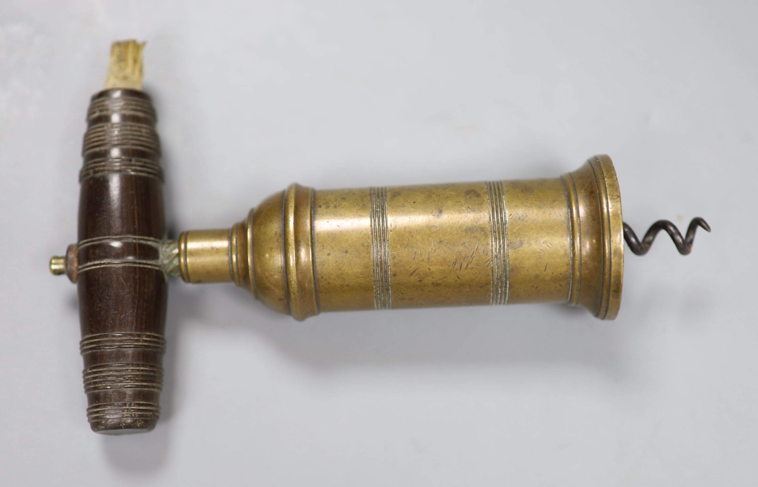 A 19th century Thomasson type brass and rosewood handled corkscrew